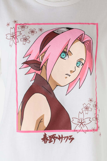  PIJAMA DE NARUTO MARFIL Y ROSADA DE PANTALÓN LARGO PARA MUJER