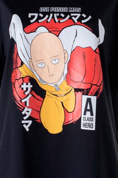 CAMISETA DE ONE PUNCH MAN MANGA CORTA NEGRA GÉNERO NEUTRO
