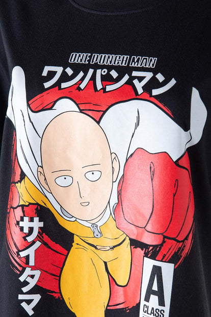 CAMISETA DE ONE PUNCH MAN MANGA CORTA NEGRA GÉNERO NEUTRO