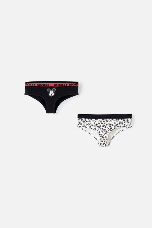 PACK X2 PANTIES DE MINNIE MOUSE NEGRO Y MARFIL PARA MUJER
