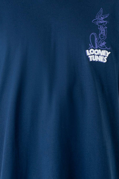  CAMISETA DE LOONEY TUNES MANGA CORTA AZUL PARA HOMBRE