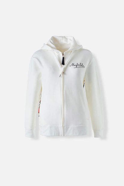  BUZO DE MAFALDA MARFIL DE DISEÑO ABIERTO PARA MUJER