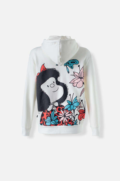 BUZO DE MAFALDA MARFIL DE DISEÑO ABIERTO PARA MUJER