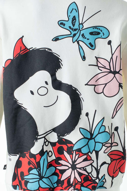 BUZO DE MAFALDA MARFIL DE DISEÑO ABIERTO PARA MUJER