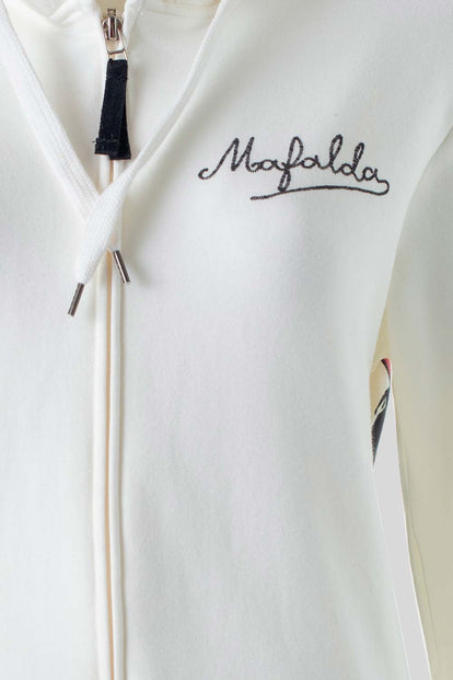  BUZO DE MAFALDA MARFIL DE DISEÑO ABIERTO PARA MUJER