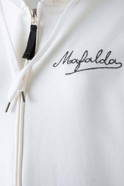 BUZO DE MAFALDA MARFIL DE DISEÑO ABIERTO PARA MUJER