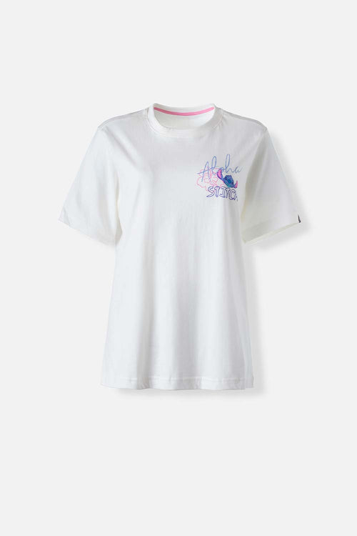 Card slide image -  CAMISETA DE STITCH MARFIL ESTAMPADA EN POSTERIOR PARA MUJER