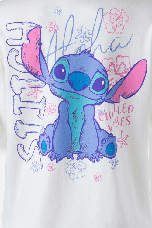Card slide image -  CAMISETA DE STITCH MARFIL ESTAMPADA EN POSTERIOR PARA MUJER