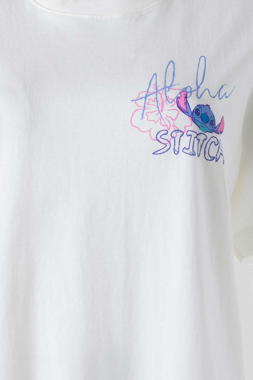 Card slide image -  CAMISETA DE STITCH MARFIL ESTAMPADA EN POSTERIOR PARA MUJER