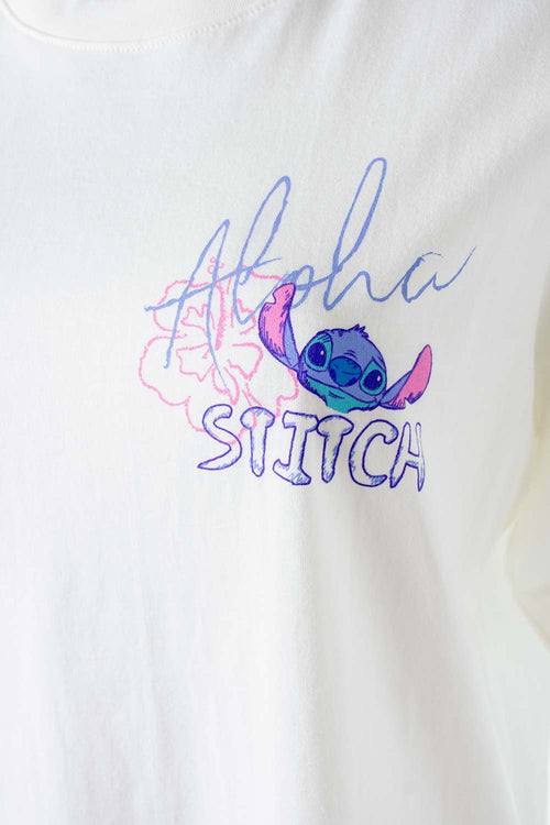 Card slide image -  CAMISETA DE STITCH MARFIL ESTAMPADA EN POSTERIOR PARA MUJER