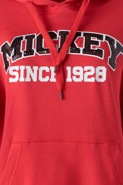  BUZO DE MICKEY MOUSE CERRADO ROJO PARA MUJER