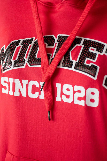 BUZO DE MICKEY MOUSE CERRADO ROJO PARA MUJER