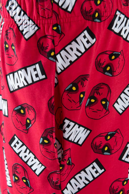PIJAMA DE DEADPOOL BLANCA Y ROJA DE PANTALÓN CORTO PARA HOMBRE