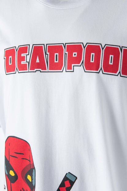 PIJAMA DE DEADPOOL BLANCA Y ROJA DE PANTALÓN CORTO PARA HOMBRE