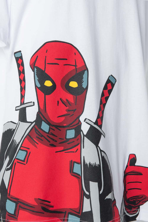 Card slide image -  PIJAMA DE DEADPOOL BLANCA Y ROJA DE PANTALÓN CORTO PARA HOMBRE