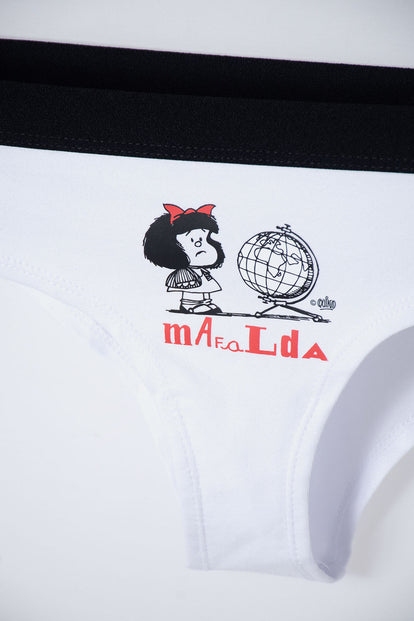 PACK X2 PANTIES DE MAFALDA NEGRO Y BLANCO PARA MUJER