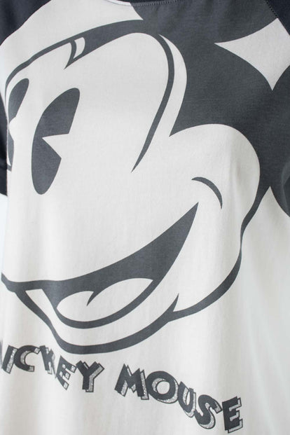 CAMISETA DE MICKEY MOUSE GRIS Y MARFIL MANGA CORTA PARA MUJER