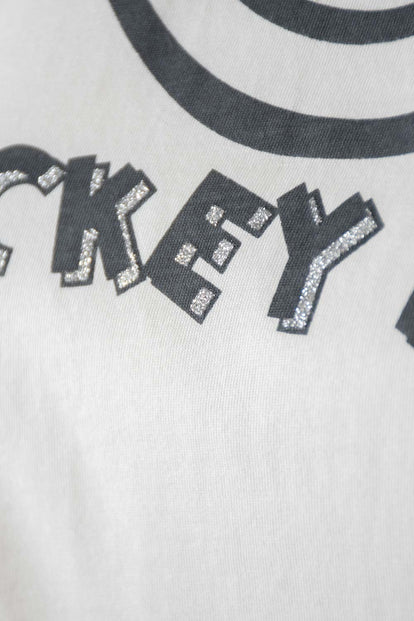 CAMISETA DE MICKEY MOUSE GRIS Y MARFIL MANGA CORTA PARA MUJER