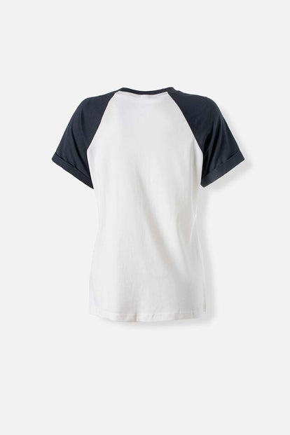 CAMISETA DE MICKEY MOUSE GRIS Y MARFIL MANGA CORTA PARA MUJER
