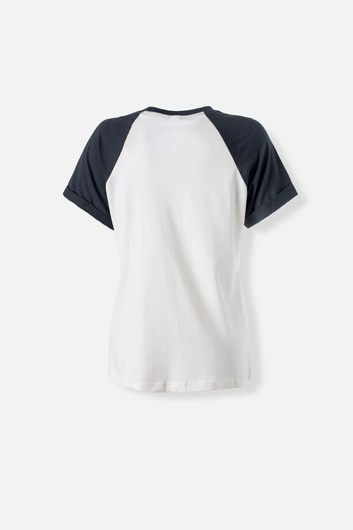 CAMISETA DE MICKEY MOUSE GRIS Y MARFIL MANGA CORTA PARA MUJER