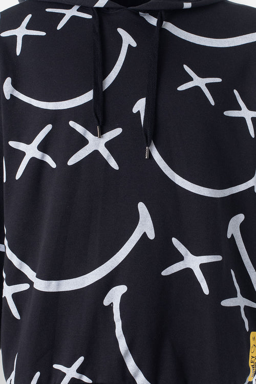 BUZO DE SMILEY NEGRO Y BLANCO CON CAPUCHA GÉNERO NEUTRO
