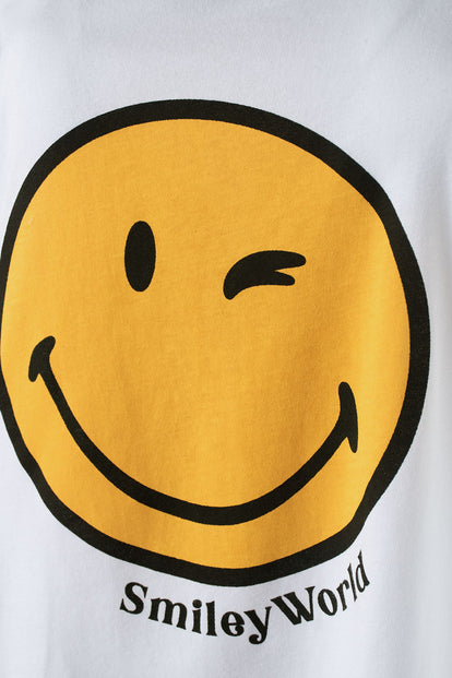 PIJAMA DE SMILEY BLANCA Y AMARILLA DE PANTALÓN LARGO PARA MUJER