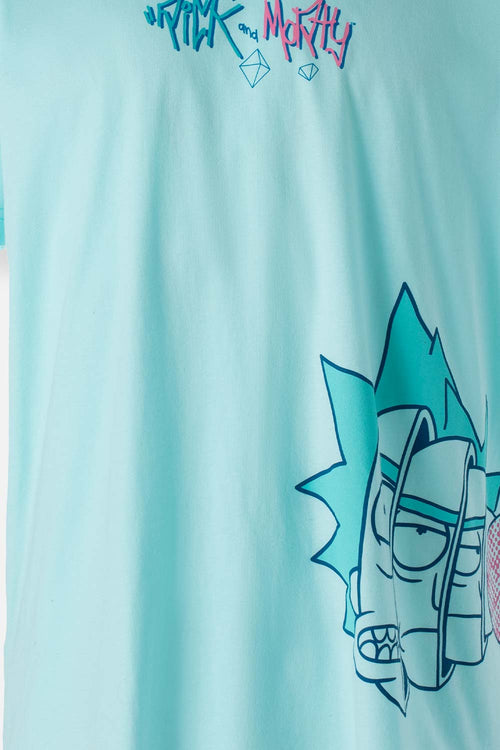 Card slide image -  CAMISETA RICK Y MORTY VERDE AZUL ESTAMPADA PARA HOMBRE