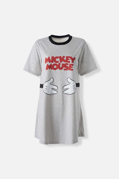  PIJAMA DE MICKEY MOUSE TIPO BATOLA GRIS JASPE PARA MUJER