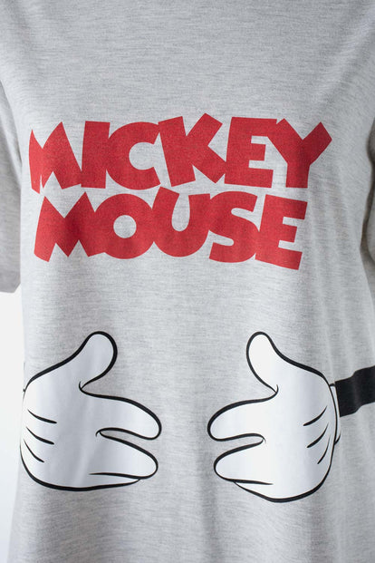  PIJAMA DE MICKEY MOUSE TIPO BATOLA GRIS JASPE PARA MUJER