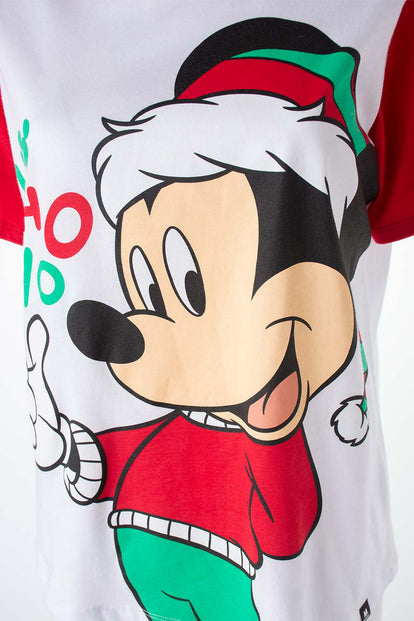  PIJAMA DE MICKEY MOUSE BLANCA, ROJA Y VERDE DE PANTALÓN LARGO PARA MUJER