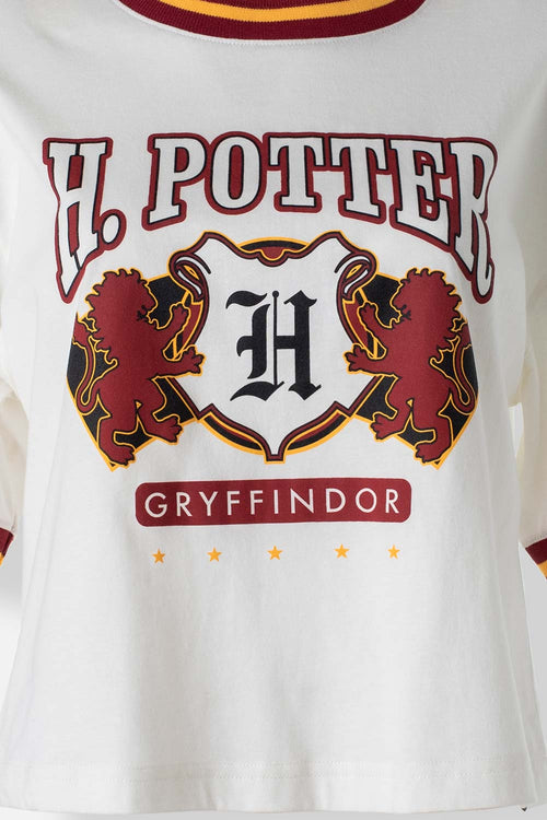 Card slide image -  CAMISETA DE HARRY POTTER MARFIL Y VINOTINTO ESTAMPADA EN FRENTE PARA MUJER