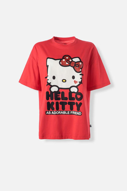  CAMISETA DE HELLO KITTY MANGA CORTA ROJA PARA MUJER