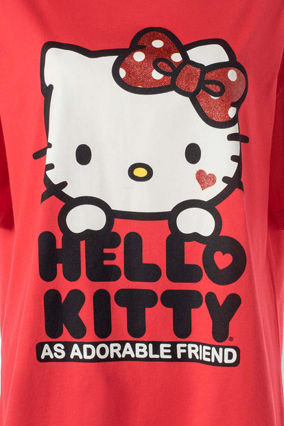  CAMISETA DE HELLO KITTY MANGA CORTA ROJA PARA MUJER