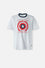 CAMISETA DEL CAPITÁN AMÉRICA BLANCA Y AZUL OSCURA ESTAMPADA EN FRENTE PARA HOMBRE