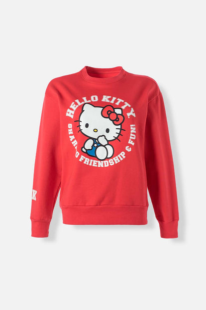  BUZO DE HELLO KITTY CERRADO ROJO PARA MUJER