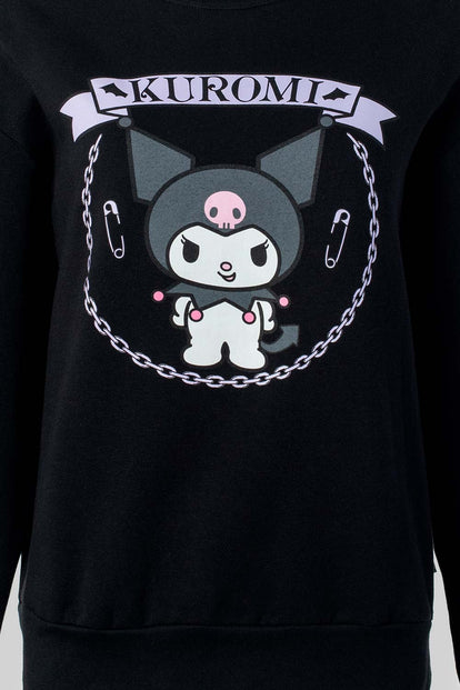 BUZO DE KUROMI MANGA CORTA NEGRO PARA MUJER