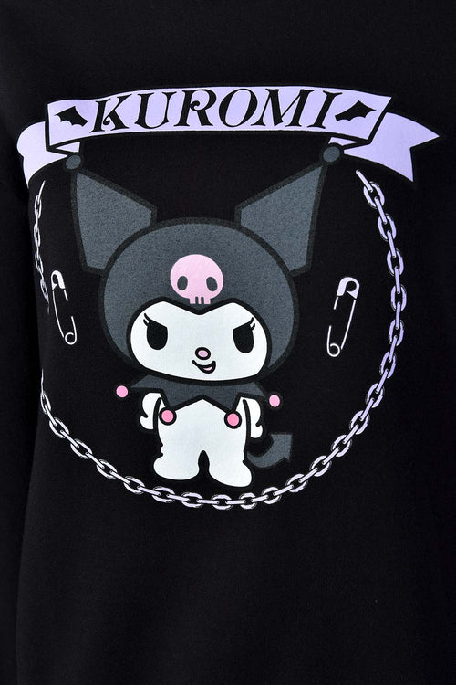 Card slide image -  BUZO DE KUROMI MANGA CORTA NEGRO PARA MUJER