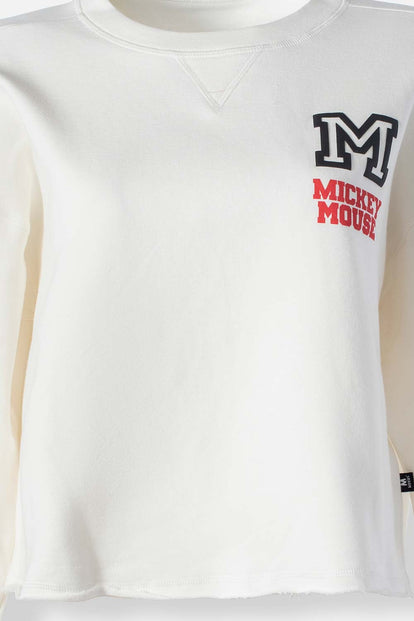  BUZO DE MICKEY MOUSE MARFIL CERRADO PARA MUJER