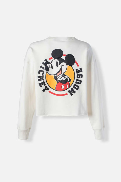 BUZO DE MICKEY MOUSE MARFIL CERRADO PARA MUJER