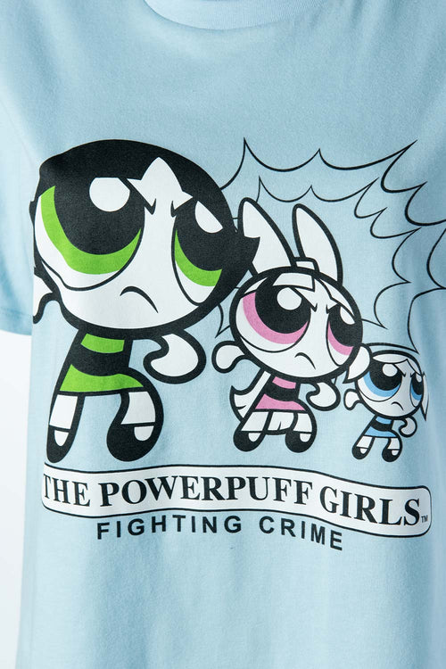 PIJAMA DE LAS CHICAS SUPERPODEROSAS AZUL Y NEGRA DE PANTALÓN LARGO PARA MUJER