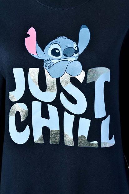  BUZO DE STITCH AZUL OSCURO DE DISEÑO CERRADO PARA MUJER