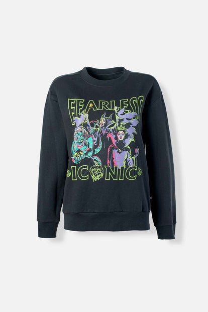  BUZO DE VILLANAS DISNEY NEGRO ESTAMPADO EN FRENTE PARA MUJER