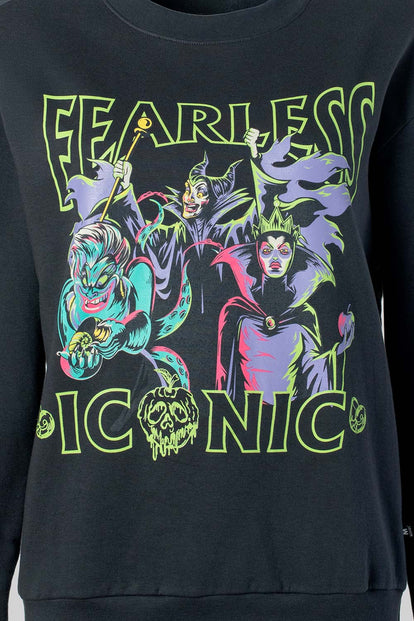 BUZO DE VILLANAS DISNEY NEGRO ESTAMPADO EN FRENTE PARA MUJER