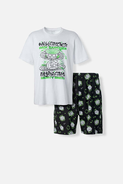 PIJAMA DE RICK Y MORTY DE PANTALÓN CORTO BLANCO PARA HOMBRE