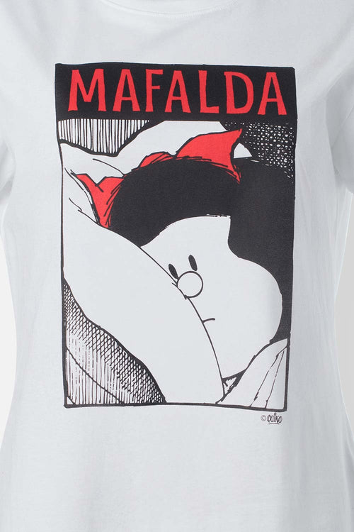 Card slide image -  PIJAMA DE MAFALDA DE PANTALÓN LARGO BLANCO Y ROJO PARA MUJER