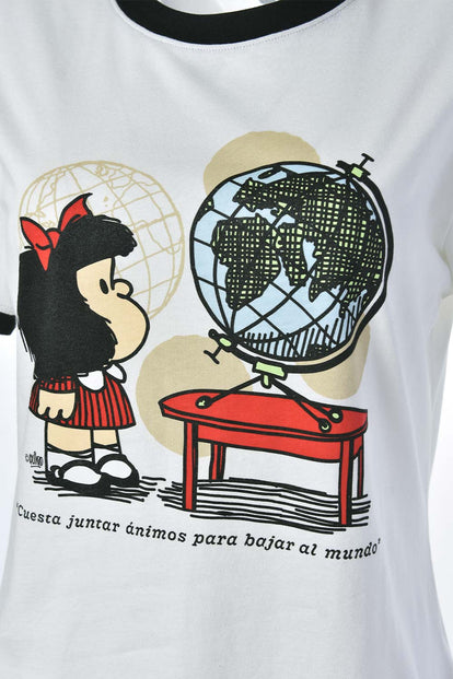  CAMISETA DE MAFALDA MANGA CORTA MARFIL PARA MUJER