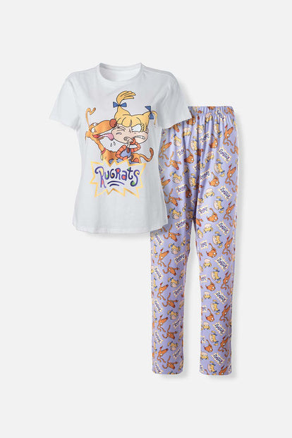PIJAMA DE RUGRATS DE PANTALÓN LARGO MULTICOLOR PARA MUJER