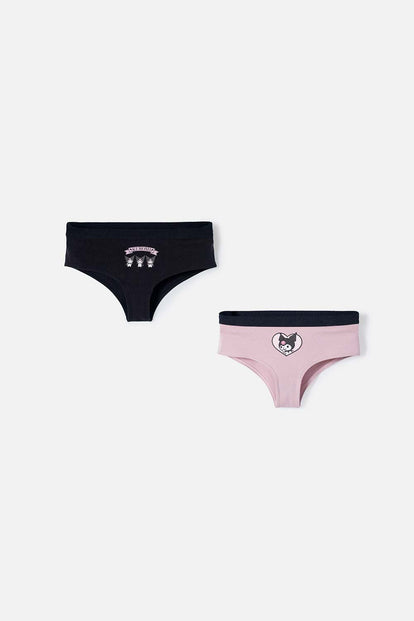 PACK X2 PANTIES MY MELODY & KUROMI NEGRO Y LILA EN DÚO PARA MUJER