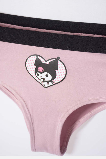 PACK X2 PANTIES MY MELODY & KUROMI NEGRO Y LILA EN DÚO PARA MUJER
