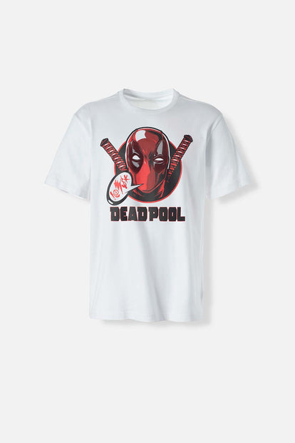  CAMISETA DE DEADPOOL MANGA CORTA BLANCA PARA HOMBRE